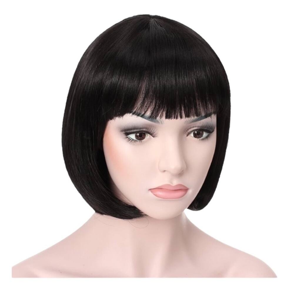 10" Short Straight Flapper Bob Heat Friendly Cosplay Party Costume Hair Wig